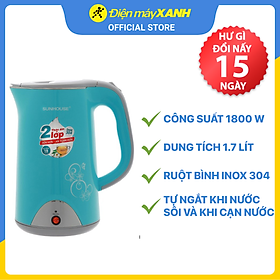 Mua Bình Đun Siêu Tốc Inox 2 Lớp Sunhouse SHD1388G (1.7L) - Hàng Chính Hãng