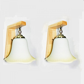 Combo 2 đèn tường - đèn cầu thang đế gỗ R0001T - Kèm bóng LED chuyên dụng NATURAL LAMP