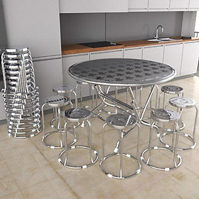 Bộ bàn ghế inox 201 kèm 10 ghế inox