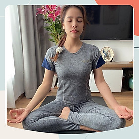 Bộ quần áo tập gym, yoga & aerobic nữ màu ghi - thương hiệu NOS14