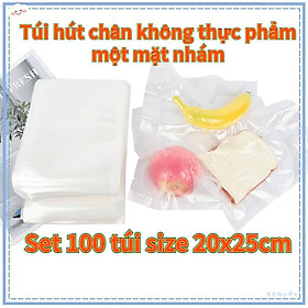 Mua Set 100 Túi Hút Chân Không Thực Phẩm Một Mặt Nhám Size 20x25cm Tiện Lợi Dày Dặn