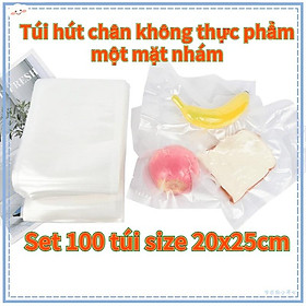 Set 100 Túi Hút Chân Không Thực Phẩm Một Mặt Nhám Size 20x25cm Tiện Lợi Dày Dặn