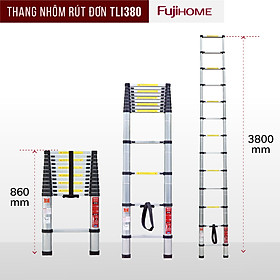 Mua Thang nhôm FUJIHOME TLI500  rút gọn đơn nhập khẩu  Cao tối đa 5m  Hợp kim nhôm cao cấp  Độ ma sát cao chống trượt