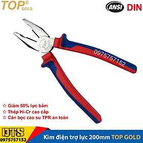 Kìm điện trợ lực chuyên nghiệp TOP GOLD 200mm, thép Hi-Cr cao cấp