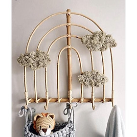 Móc treo đồ treo tường bằng mây tự nhiên - Giá treo quần áo, giá mây treo decor nhà phong cách Bắc Âu