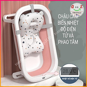 Mua Chậu Tắm Gấp Gọn Kèm Nhiệt Kế Điện Tử Đo Nước - Bồn Tắm Cảm Biến Nhiệt Độ Cho Bé Hàng Cao Cấp Loại 1