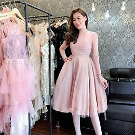 Đầm xoè dự tiệc tay dài TRIPBLE T DRESS -size M/L (kèm ảnh/video thật)MS41V