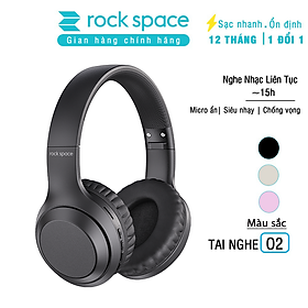 Headphone Tai Nghe Chụp Tai bluetooth Rockspace O2 kết nối không dây có mic nghe nhạc liên tục 15h - Hàng chính hãng bảo hành 12 tháng - Màu đen cao cấp