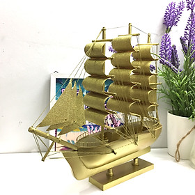 Mô hình thuyền gỗ trang trí Le Belem - thân 25cm - vàng ánh kim