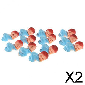 2x24 Pieces Mini Sleeping Baby Figures Baby Shower Favor Party Bag Filler blue