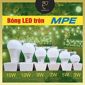 Bóng Led Bulb MPE, Bóng tiết kiệm điện, Bảo vệ thị lực, Ánh sáng Trắng/Vàng 3W - 15W