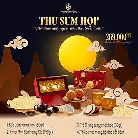 Set bánh trung thu ăn kiêng, ít ngọt Thu Sum Họp Nonglamfood | Quà tặng healthy ý nghĩa cho người thân, đối tác