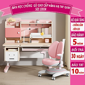 Mua Bàn học chống gù chống cận S08 gỗ tự nhiên cao cấp size lớn nâng hạ độ cao tay quay  điều chỉnh nghiêng dễ dàng