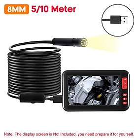 8mm Industrial Endoscope Borescope Inspection Camera IP67 Waterproof 8LEDs USB Endoscope Inspection Camera Lens 5M/10M Soft/Hard Cable Length: 5m