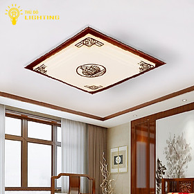 Mua Đèn Ốp trần Con Thuyền 802 dáng Gỗ Vuông  Phong cách Cổ điển với 3 Chế độ màu ánh sáng và Điều khiển thông minh từ xa