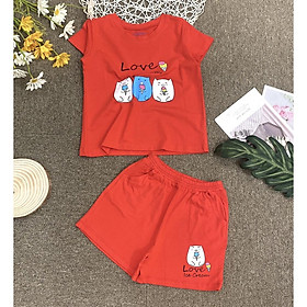 Bộ cộc tay bé gái 9m-6 tuổi in hình con heo và chữ, Bộ hè cho bé vải cotton co giãn thấm hút mồ hôi