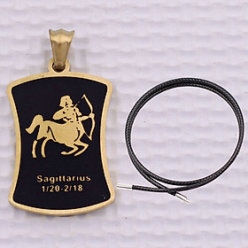 Mặt dây chuyền cung Nhân Mã - Sagittarius inox vàng kèm vòng cổ dây cao su đen + móc inox vàng, Cung hoàng đạo