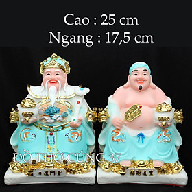 [ Cao 25 cm - GẤM LỤA ] TƯỢNG THẦN TÀI  THỔ ĐỊA  XANH LAM [ BỘT ĐÁ + COMPOSITE ]