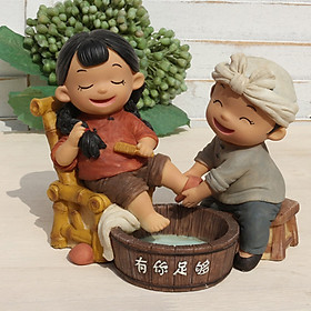 Bộ tượng cặp đôi rửa chân dễ thương MIXU-T072
