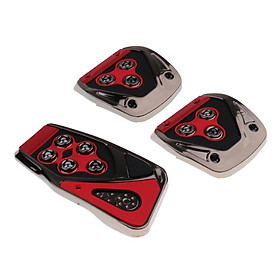 A Set of 3 Non-Slip Foot Pedal Covers , Stainless Steel Accelerator Brake Clutch Pedal Pads for Manual Auto- Universal
