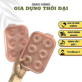 Khay Nhựa Làm Đá Sáng Tạo 6 Viên Có Nắp Hole Hàn Quốc KT: 21x13.5 cm