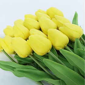 Siêu rẻ-Loại 1 lá xoăn-Hoa giả-Hoa tulip giả bằng nhựa PU cao su cao cấp như thật - Trang trí nội thất, phòng