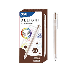 01 Bút bi nước mực gel bấm nhiều màu 0.5mm Deli xinh xắn nhanh khô viết đều trơn tru lâu hết mực chất lượng cao EG118