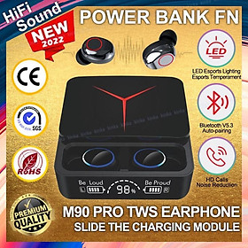 Tai Nghe Không Dây M90 Pro F9 M10 TWS Bluetooth 5.3 Âm Thanh Nổi Thấp Kèm Hộp Sạc Ốp