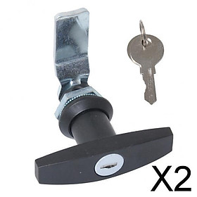 2xBlack Safe Garage Door Opener T Handle Lock with 2 Keys for Toolbox Cabinet