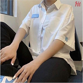 Áo sơ mi Mác xanh logo tay H2Q876