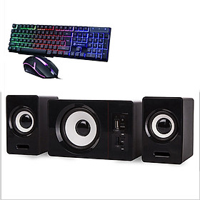 Bộ 3 Loa Vi Tính D-200D Hỗ Trợ Bluetooth USB Thẻ Nhớ Âm Thanh Sống Động Để Bàn Cao Cấp + Bàn Phím Giả Cơ Full Led Cao Cấp (Màu Ngẫu Nhiên)