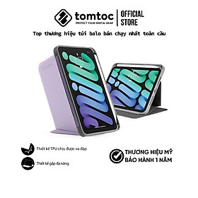 Bao da từ tính Tomtoc Vertical cho Ipad Mini 6 - Hỗ trợ sạc không dây cho Apple Pencil, hàng chính hãng - Violet