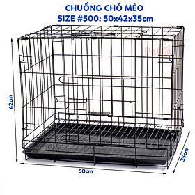 [Hình Thật] Lồng Chó Mèo Sơn Tĩnh Điện Chuồng Chó Mèo Gấp Gọn Kích Thước  50x35x42cm