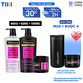 Combo Gội 640g, Xả 620g & Ủ 180ml Tresemme Salon Rebond Giúp Ngăn Gãy Rụng Tóc