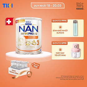 Sữa bột NAN INFINIPRO A2 800g Thụy Sĩ 3 với đạm quý A2 tiêu hóa tốt sau 7 ngày và 6HMO tăng cường đề kháng + Tặng Set 3 hũ nha vị (2 - 6 tuổi)