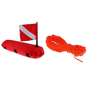 Technical Scuba Float Buoy with Dive Flag and Line - Perfect for Diving, Freediving, Spearfishing, Snorkeling