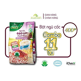 Combo 11 Túi Ngũ Cốc Gạo Lứt Huyết Rồng Xuân An ít đường 400G 25g 16 gói