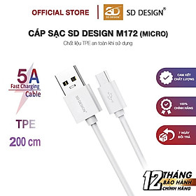 Mua Cáp sạc Micro SD DESIGN M172 dây dài 2m2 chân sạc sử dụng cho Samsung oppo xiaomi bảo hành 1 đổi 1