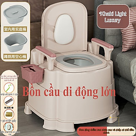 Ghế Ngồi toilet Khử Mùi Tiện Dụng 2 chức năng loại lớn, Tolet, Bồn cầu di động cao cấp có tay vịn, tựa lưng đệm, có hộp giấy, siêu chịu lực dành cho trẻ em, người già, phụ nữ sau sinh - Ftaky