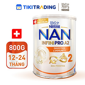 Sữa bột NAN INFINIPRO A2 2 với công thức đầu tiên chứa đạm A2, 6HMO & Lợi khuẩn kép nhập khẩu Thụy Sĩ - Hộp 800g (12 - 24 tháng)