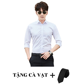 Áo sơ mi nam trơn dài tay công sở tặng cà vạt mẫu pg01 thời trang nam lịch lãm
