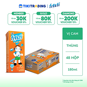 Thùng 48 Hộp Thức Uống Từ Sữa Chua Lên Men Tự Nhiên Fristi Vị Cam Sữa 180ml (48x180ml)