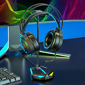 RGB Headphones Stand with USB Hub Headset Stand Display Bracket Headset Holder for Table