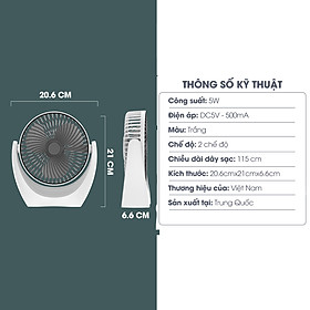 Mua Quạt để bàn xoay 210 độ  2 chế độ gió  luồng gió xoáy 3 chiều sử dụng dây USB