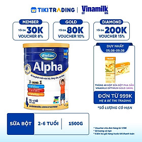 Sữa bột Vinamilk Dielac Alpha 4 - Hộp thiếc 1500g (dành cho trẻ 2-6 tuổi)