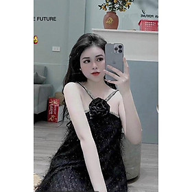ĐẦM LÔNG VŨ PHỐI DÂY KIM TUYẾN CUỐN BÔNG CỔ