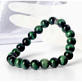 Vòng tay phong thủy đá mắt hổ xanh lục thiên nhiên mix Charm may mắn