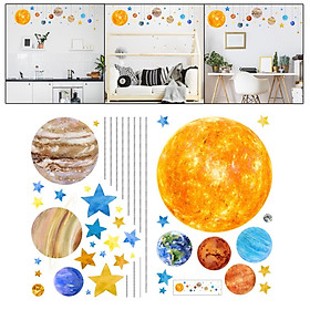 Solar System Space Wall Stickers Outer Space Wall Art Decor Removable Teaching Toy Wallpaper for Nursery Classroom Party Girls and Boys Crafts