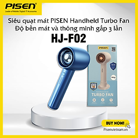 Quạt không dây PISEN Handheld Turbo HJ-F02, 3 chế độ gió, sử dụng liên tục 4h, bảo hành 18 tháng - Hàng chính hãng