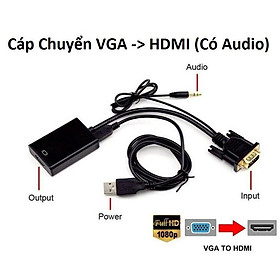 Cáp Chuyển VGA -> HDMI có audio